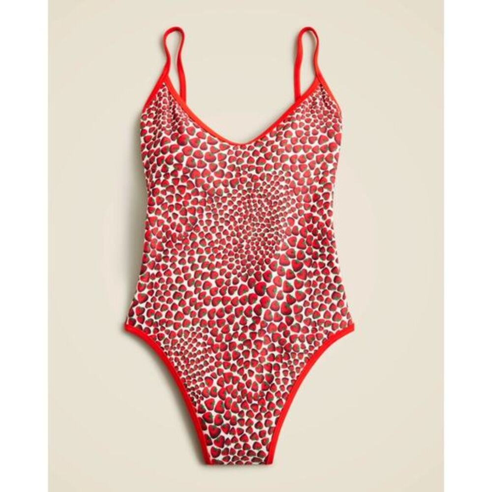 J. Crew 90s‎ one-piece swimsuit in reversible print starwberry stripe